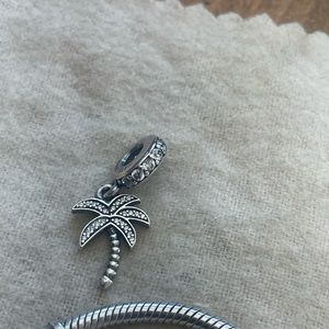 Pandora dangle charm palm tree with stones